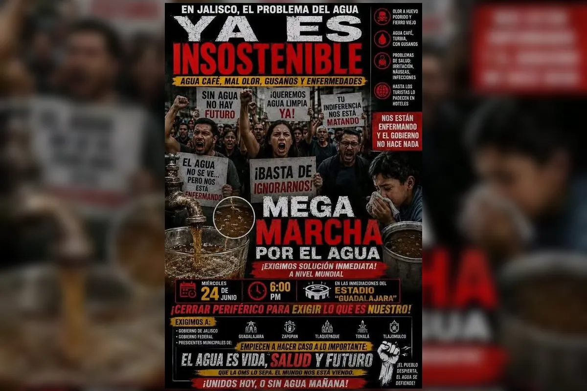 Denuncian crisis de agua contaminada en zona metropolitana de Guadalajara; convocan a protesta 