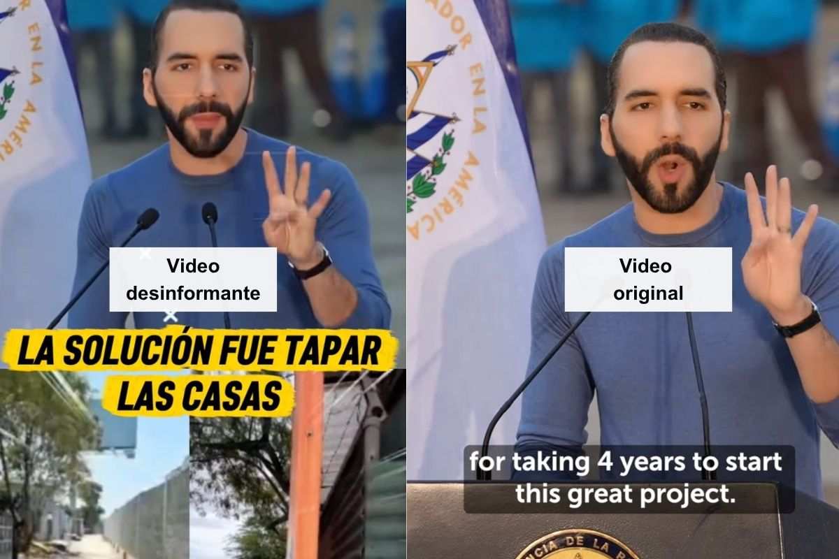 En redes sociales circula un video del presidente de El Salvador criticando que México tape las casas “de los más necesitados” en Nueva León durante el Mundial 2026; pero el video fue manipulado con IA.