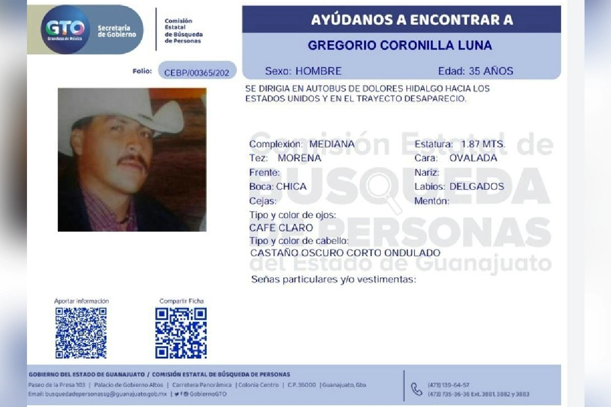 Ficha de búsqueda de Gregorio Coronilla