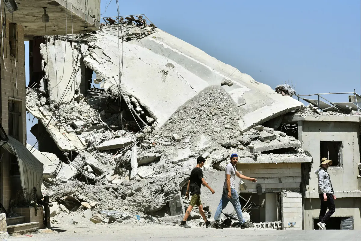 Edifício destruído. tras bombardeo 