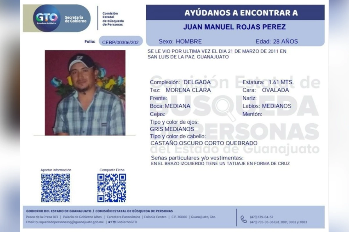 Ficha de búsqueda de Juan Manuel Rojas Pérez