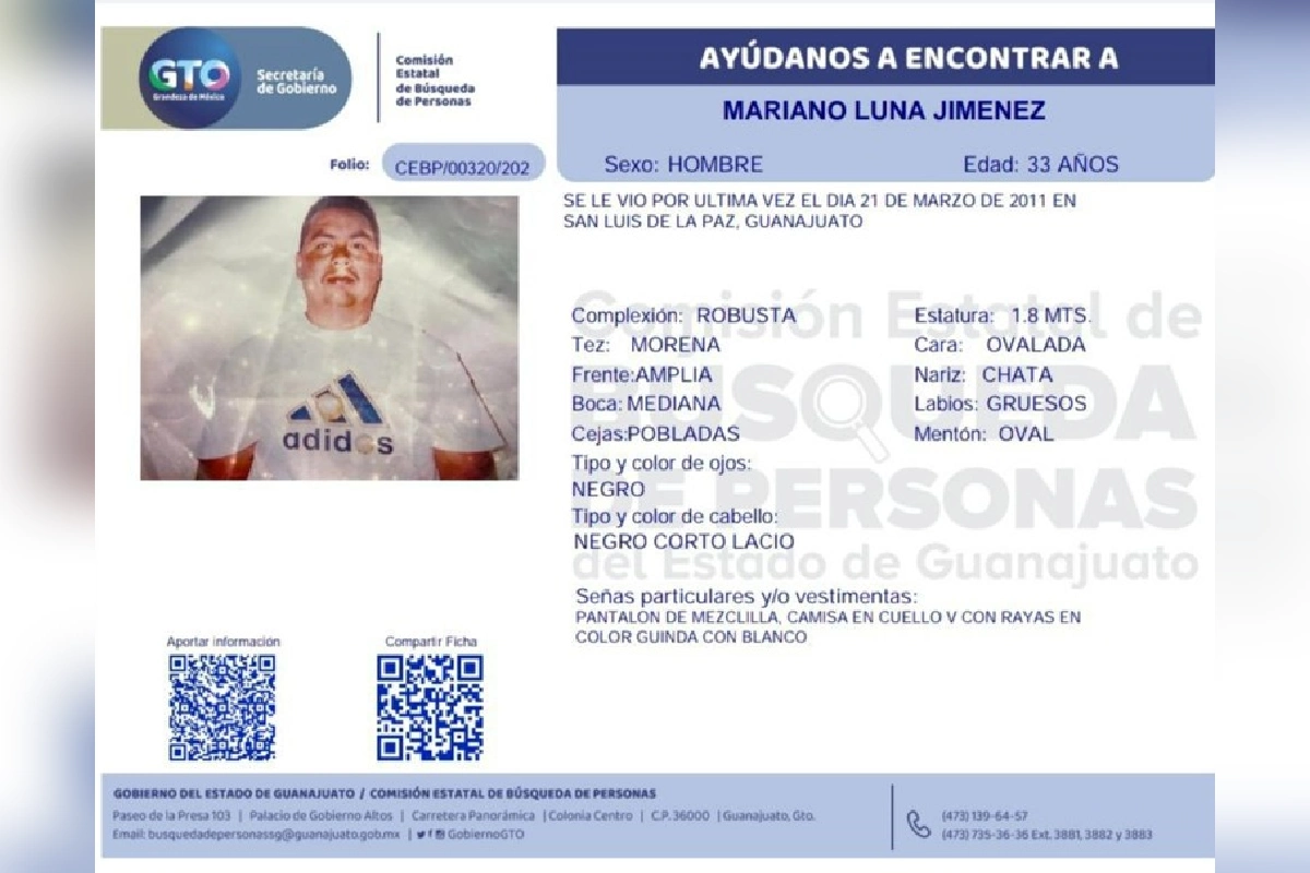Ficha de búsqueda de Mariano Luna. 