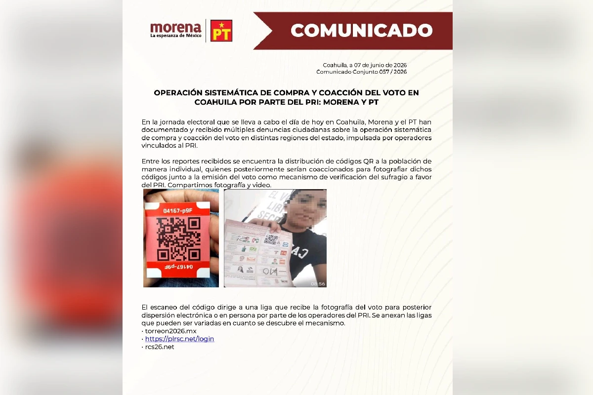 Morena denuncia compra votos Coahuila