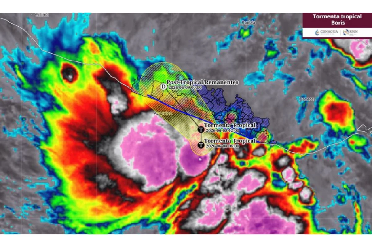 Posible trayectoria de la tormenta tropical Boris, acercándose a las cosatas y moviéndose hacia el noroeste
