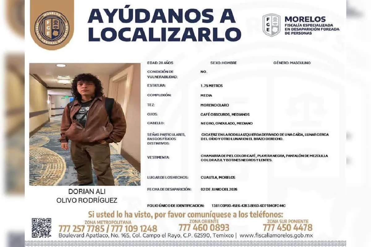 Reportan desaparición de estudiante de la UAEM en Huitzilac, Morelos; van cuatro casos en 2026