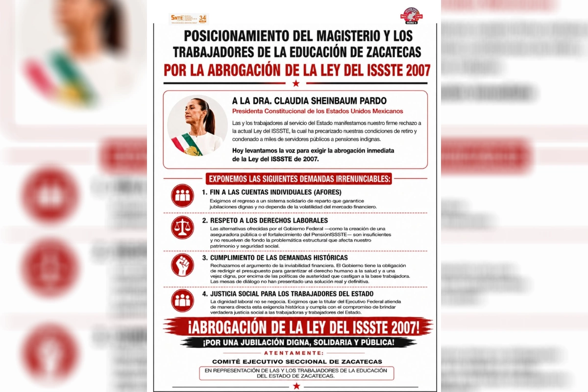 Sheinbaum cancela actividades en Zacatecas este domingo; maestros buscaban encuentro directo