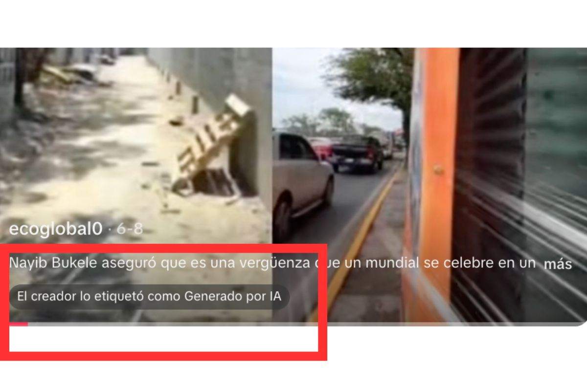 En redes sociales circula un video del presidente de El Salvador criticando que México tape las casas “de los más necesitados” en Nueva León durante el Mundial 2026; pero el video fue manipulado con IA.
