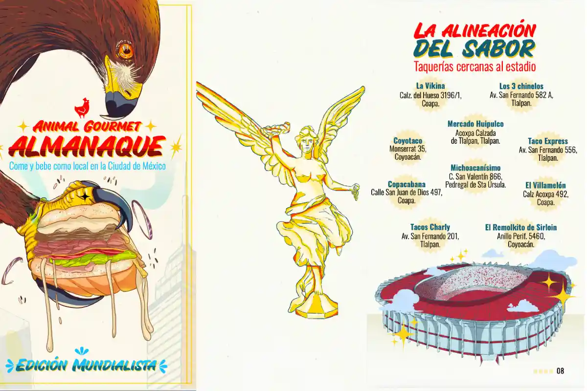 Extracto del Almanaque Animal Gourmet con taquerías cercanas