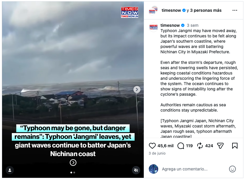 Es falso que hubo un tsunami en Venezuela; el video que desinforma corresponde a la reciente tormenta tropical Jangmi, en Japón 