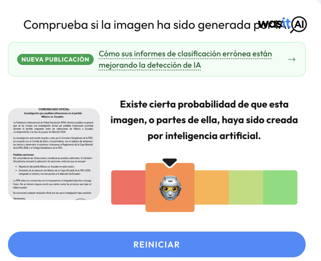 Fuente: captura de pantalla del uso de WasitAI.