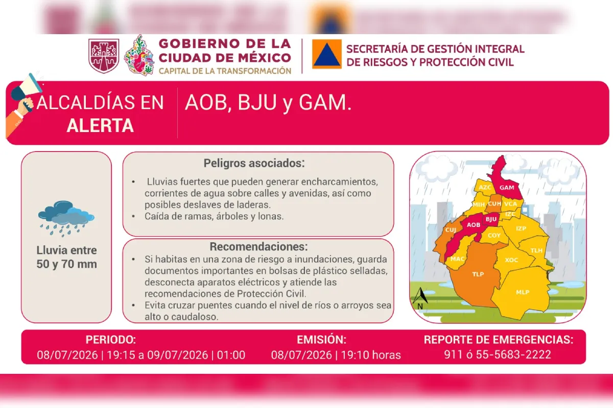 Lluvias provocan inundaciones y afectan al transporte en CDMX
