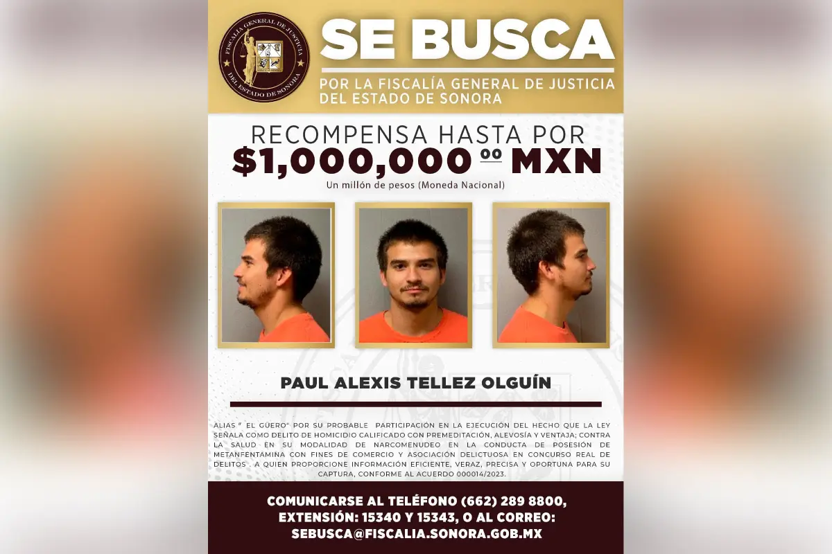 Recompensa por reos fugados en Sonora