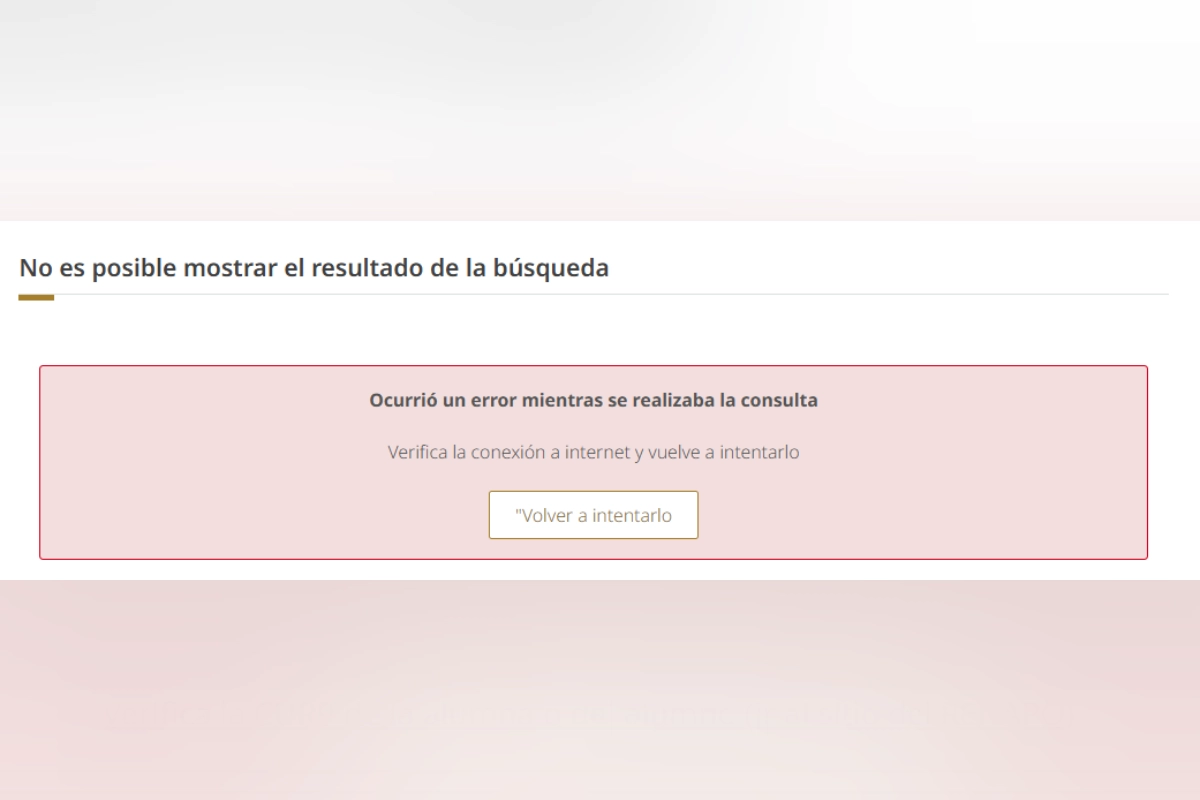 Mensaje de error en la página del SIGED al consultar calificaciones SEP