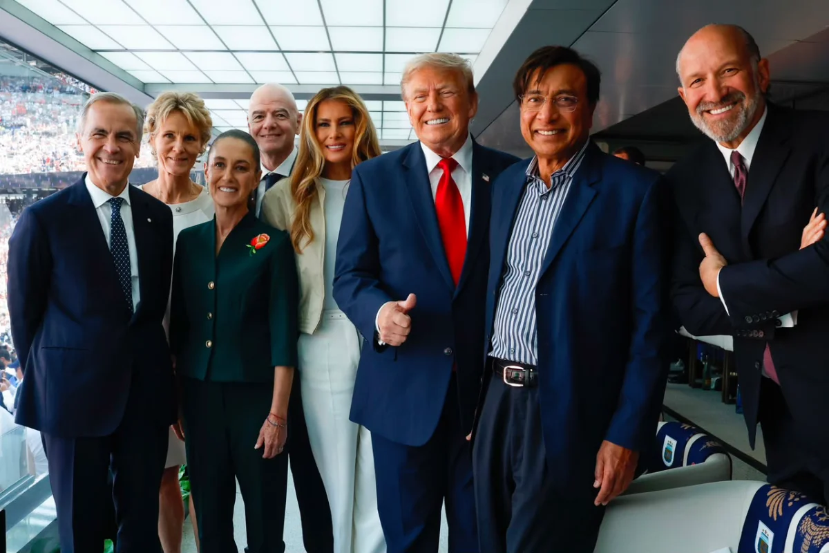 Sheinbaum en la final del Mundial con Trump y Carney
