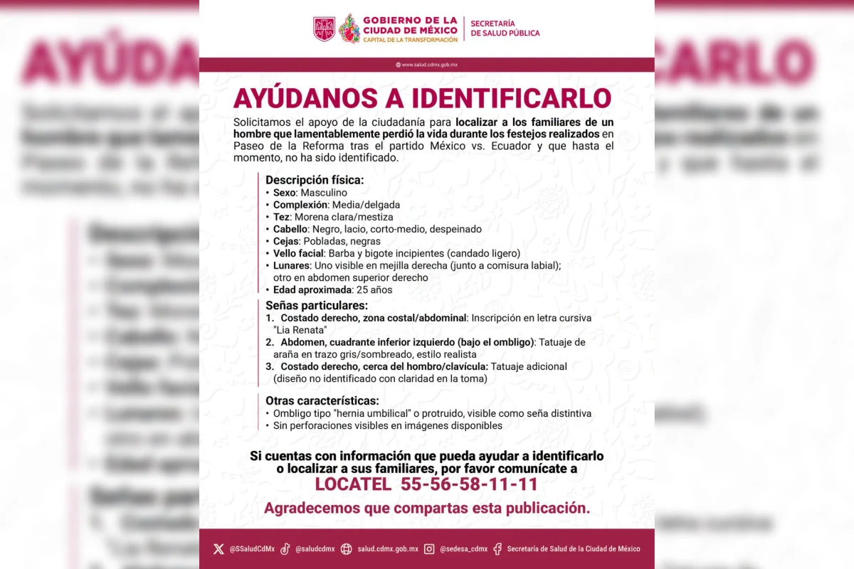buscan familia hombre falleció reforma festejos mundial