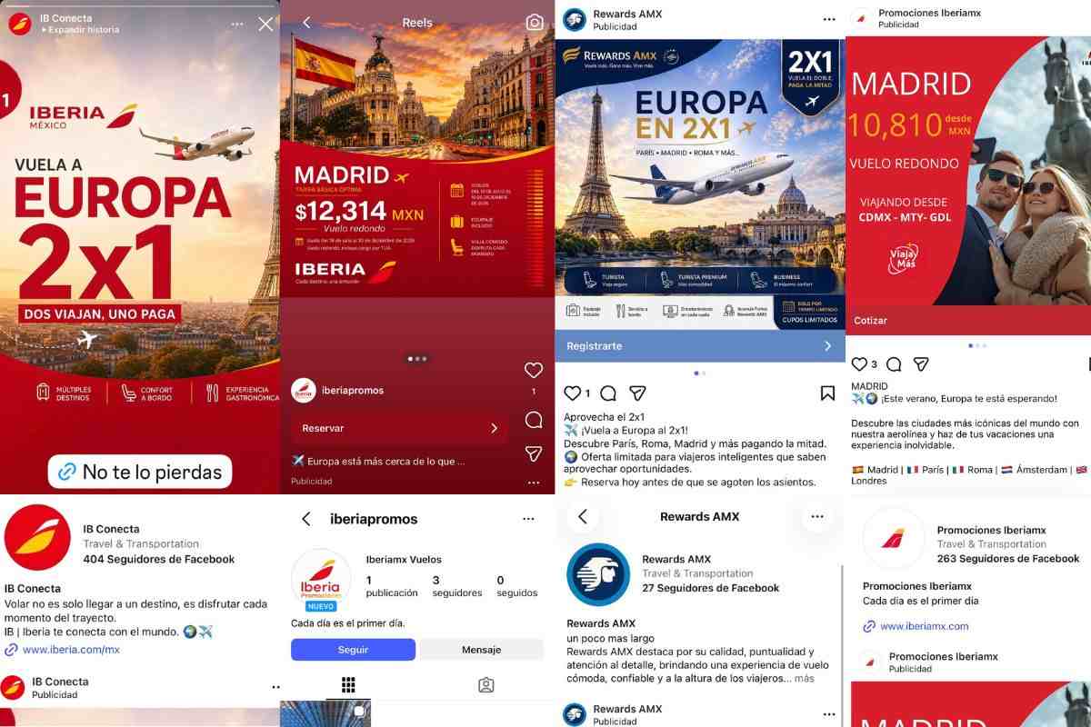 Cuentas en redes sociales se hacen pasar por Iberia y Aeroméxico para hacer promociones de vuelos a Europa, pero cuidado, son fraudes.