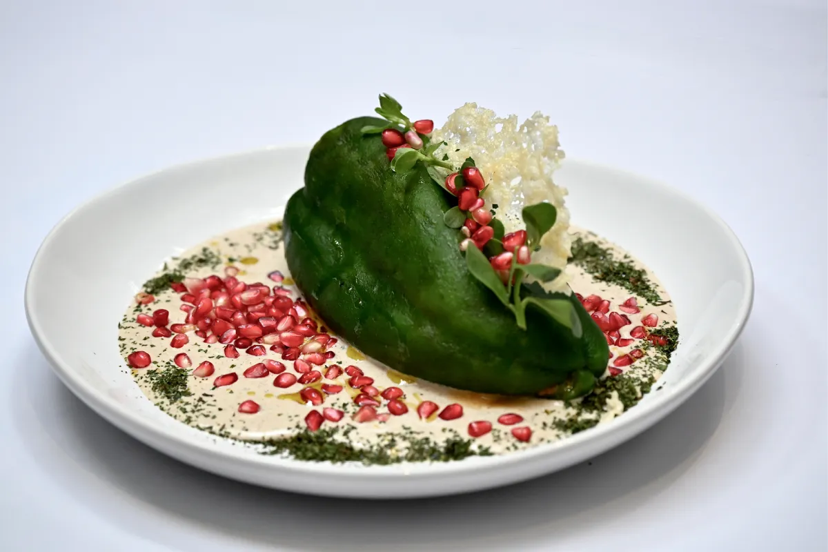 Chile poblano con nogada sin capeado