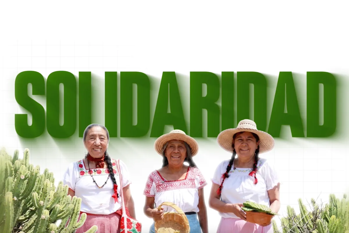 Tres mujeres sonrientes en el campo