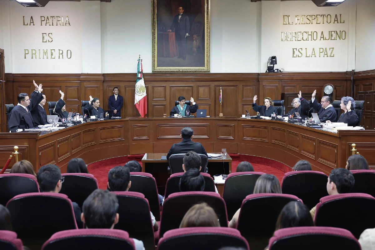 Pleno de la Suprema Corte levantando el brazo
