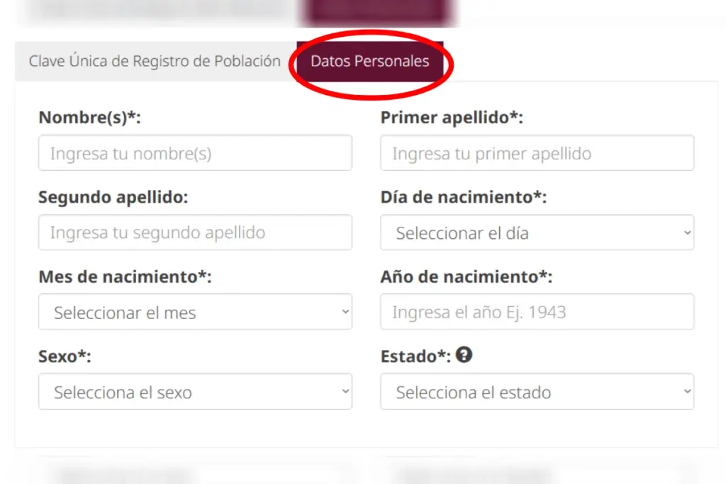 Página oficial del gobierno para sacar la CURP. 
