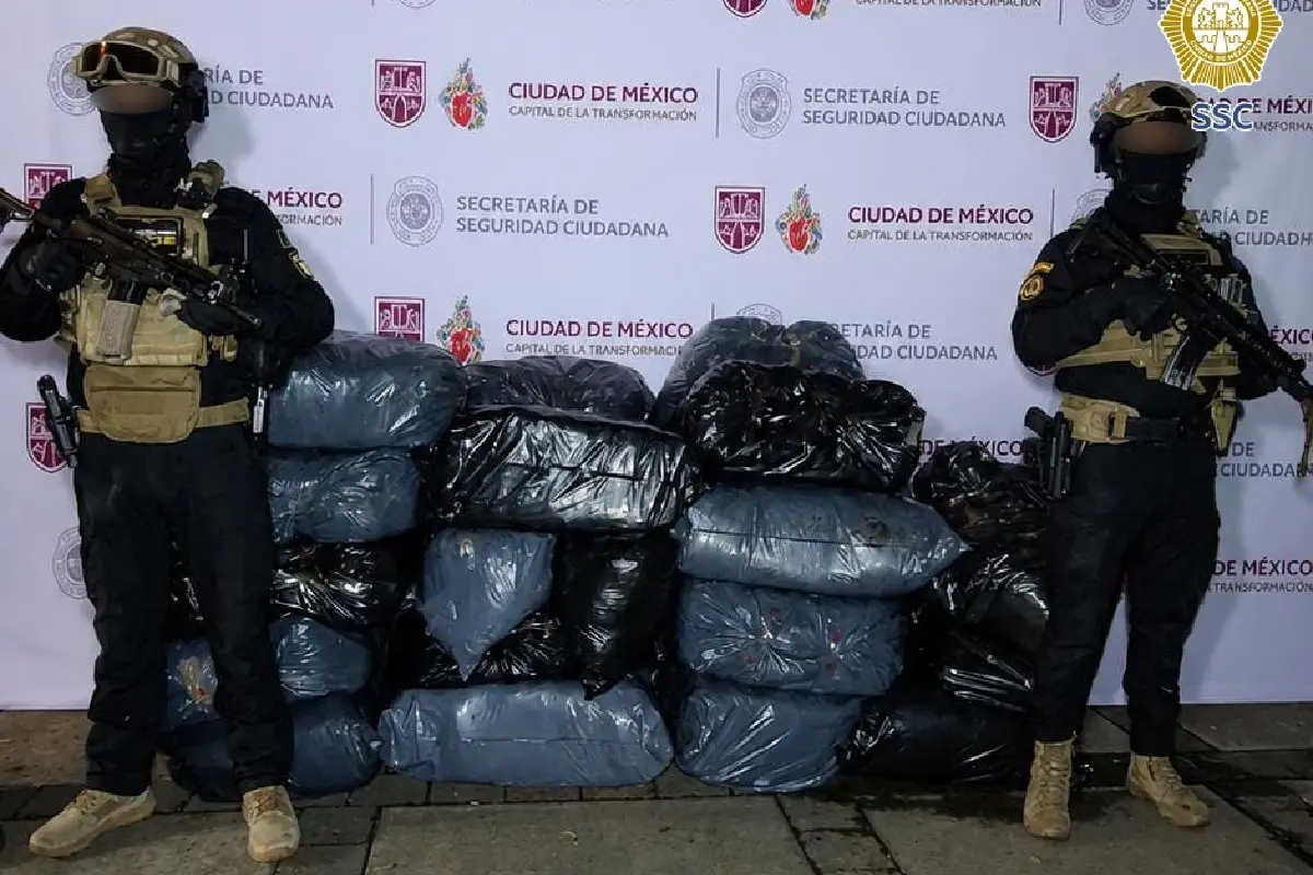 Aseguran 500 kilos de aparente marihuana en cateo en Gustavo A. Madero