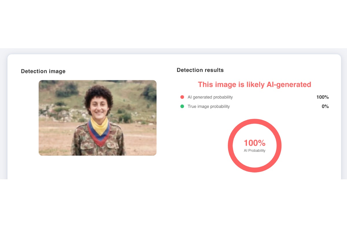 Circula una imagen de la presidente Claudia Sheinbaum como guerrillera del grupo colombiano M19, pero no es auténtica; fue generada con inteligencia artificial. 
