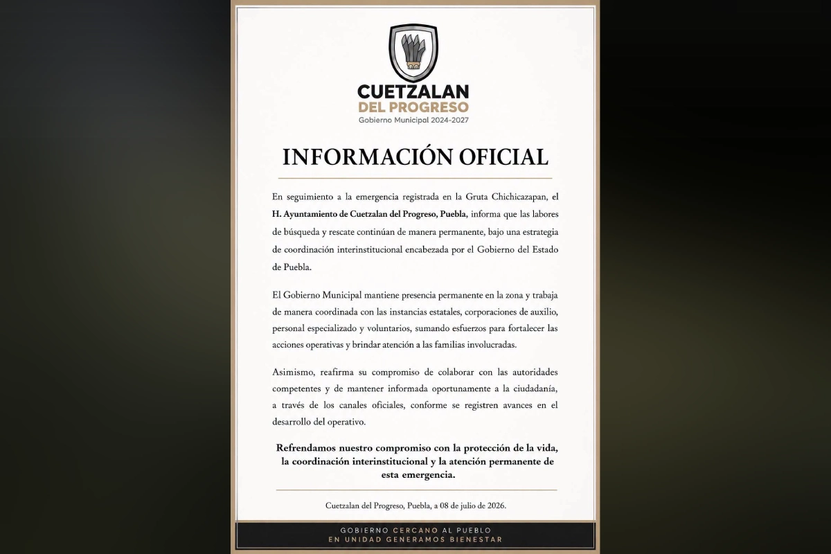 Familia queda atrapada en gruta de Puebla; rescatan a dos y buscan a cuatro