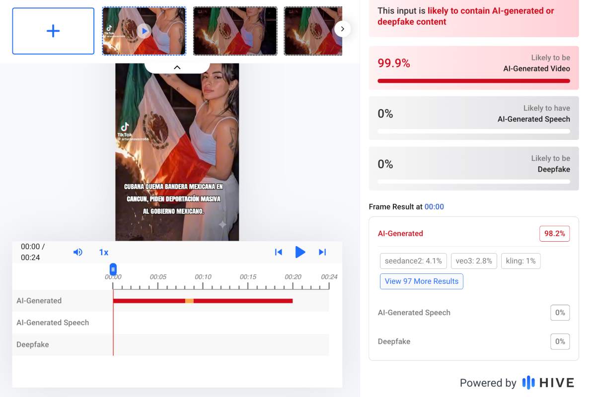 Se hicieron viral las imágenes de una mujer de Cuba que quema una bandera mexicana, pero estas no son de un evento real, fueron hechas con inteligencia artificial.