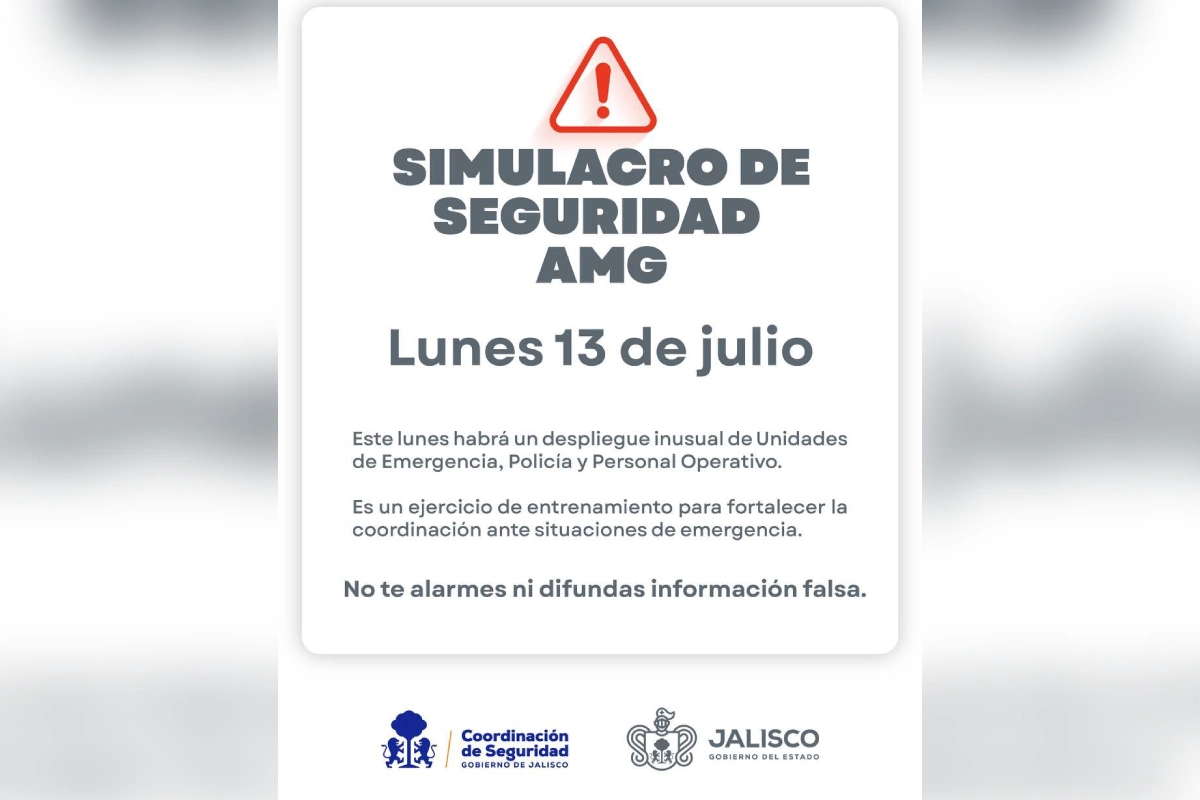 Anuncio del gobierno de Jalisco sobre el simulacro 