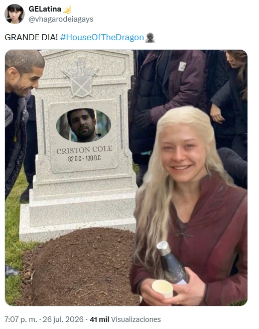 la casa del dragón cole muerte memes