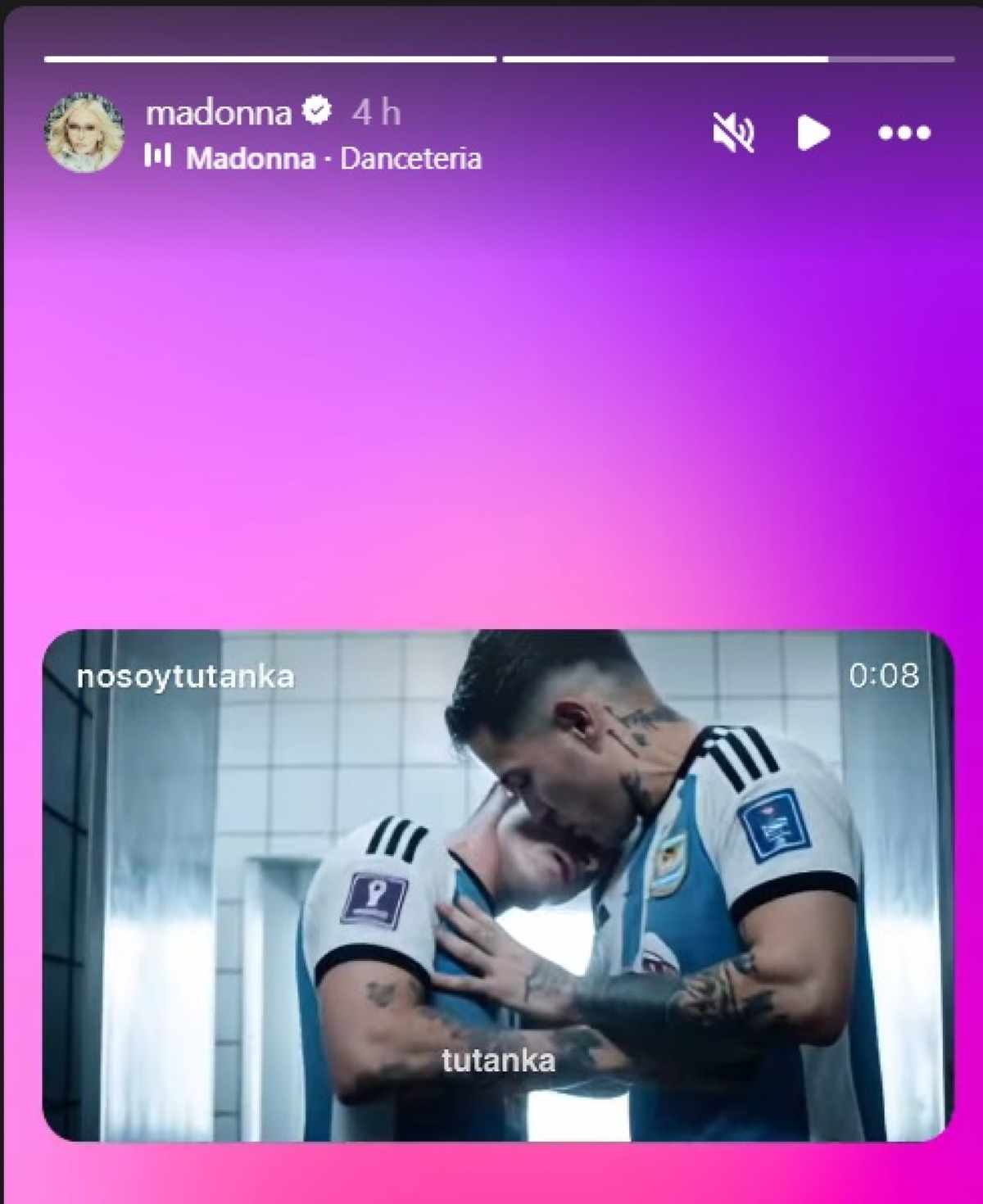 Madonna comparte video de la selección argentina