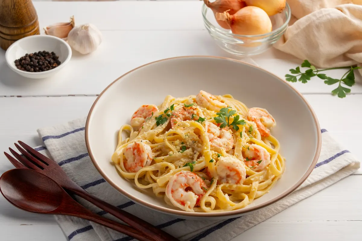 receta espagueti con camarón