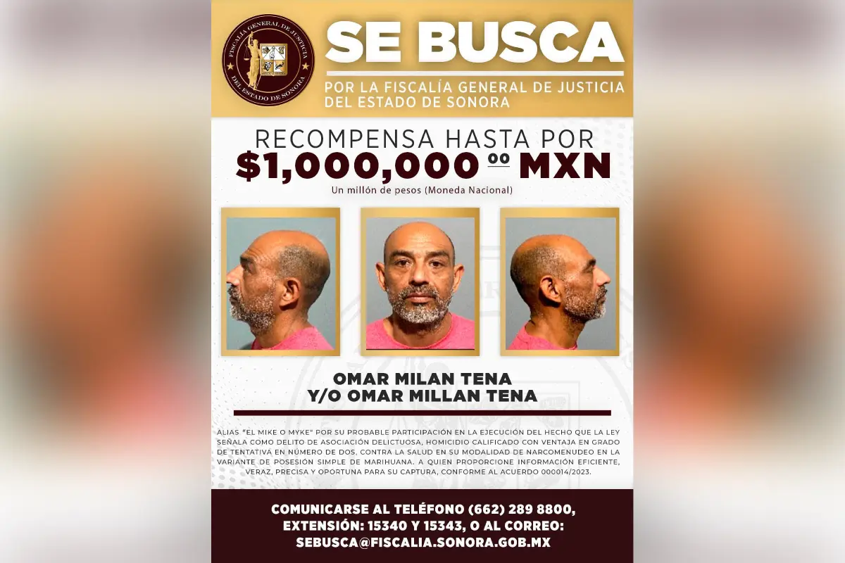 recompensa por reos fugados en Sonora