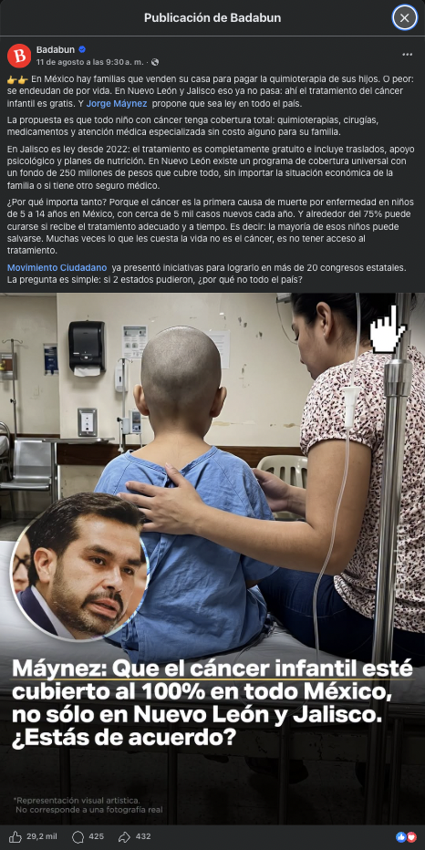 Fuente: captura de pantalla de la publicación de Badabun. 