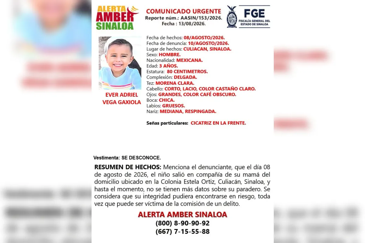 Desaparecen dos hermanos de 3 y 11 años en Culiacán, Sinaloa