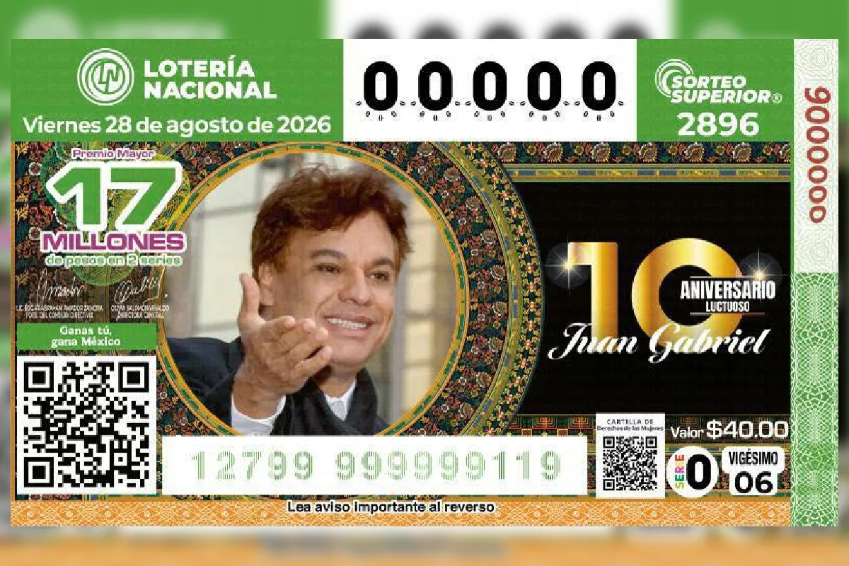 Juan Gabriel es homenajeado en “cachito” de la Lotería a 10 años de su muerte