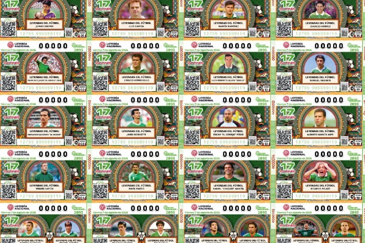 Lotería Nacional emite “cachito” para reconocer a leyendas del futbol mexicano