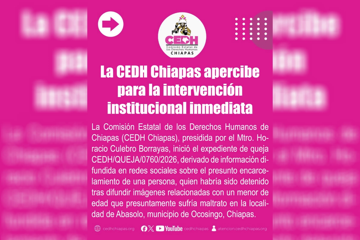 Resguardan a menor tras ser localizado encadenado en Ocosingo, Chiapas