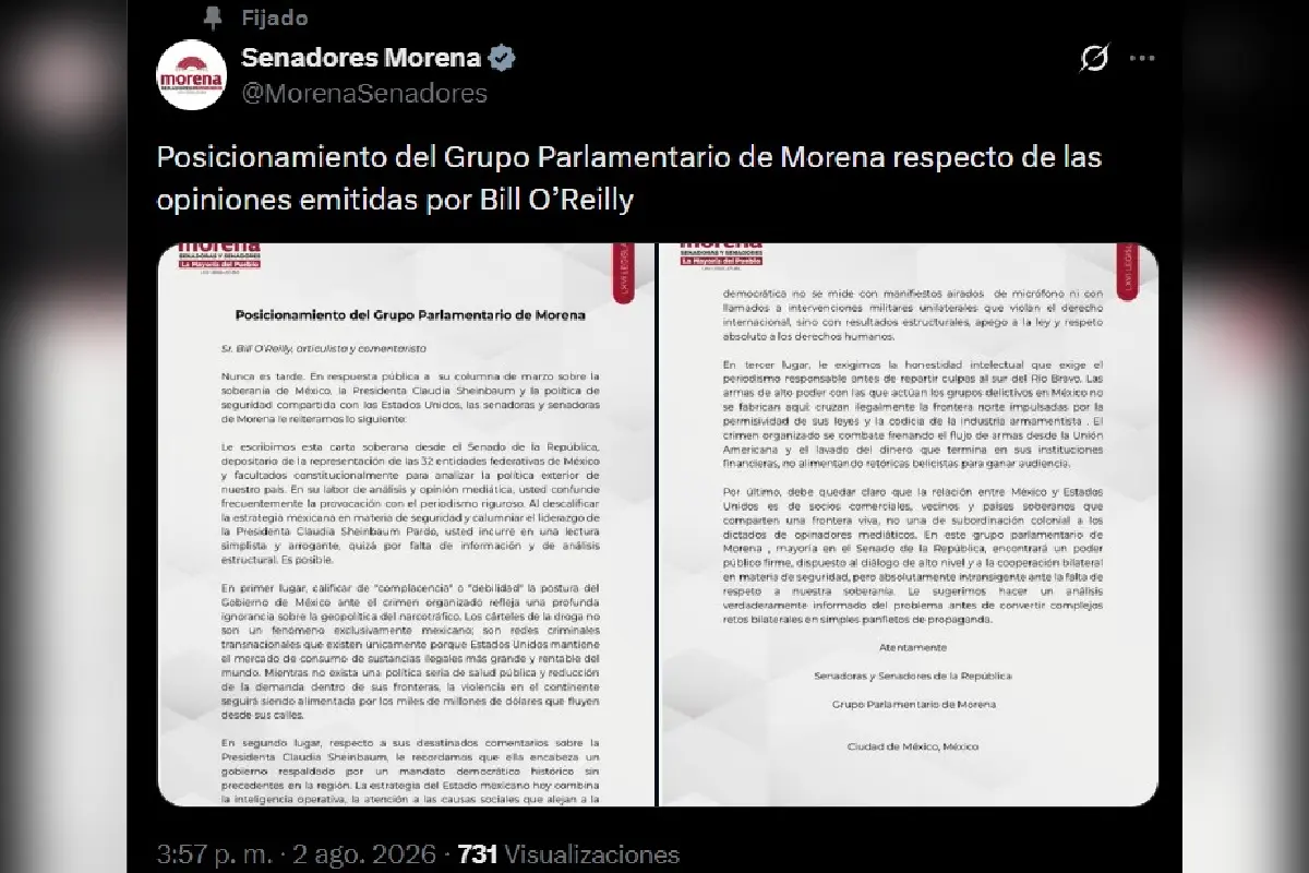 Senadores de Morena respaldan a Sheinbaum