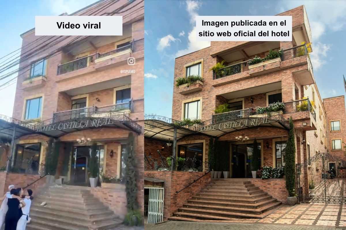 Contrario a lo que aseguran en redes sociales, el video del sismo que sacude al Hotel Castilla Real no es en Perú, sino en Colombia. 