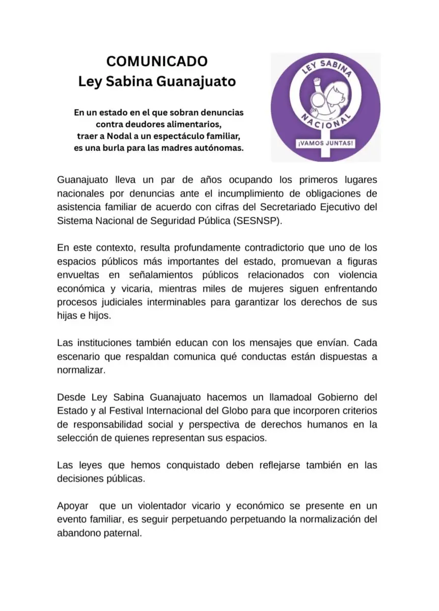 comunicado christian nodal festival del globo 2026