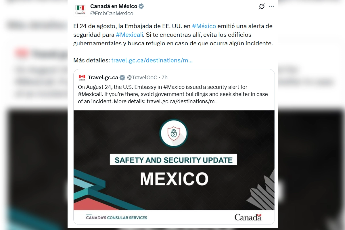 embajada canadá alerta mexicali