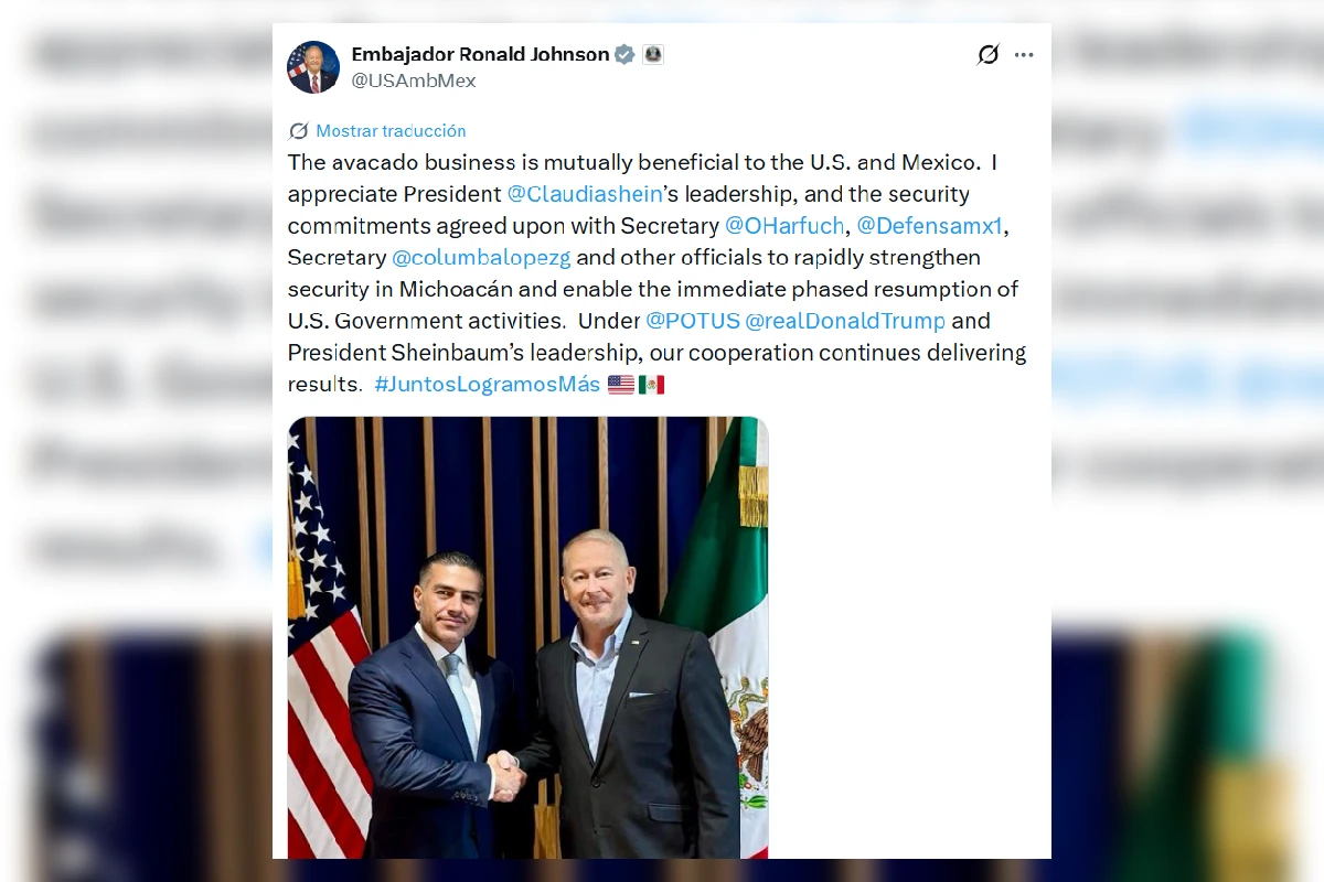 embajador EU seguridad Michoacán aguacates