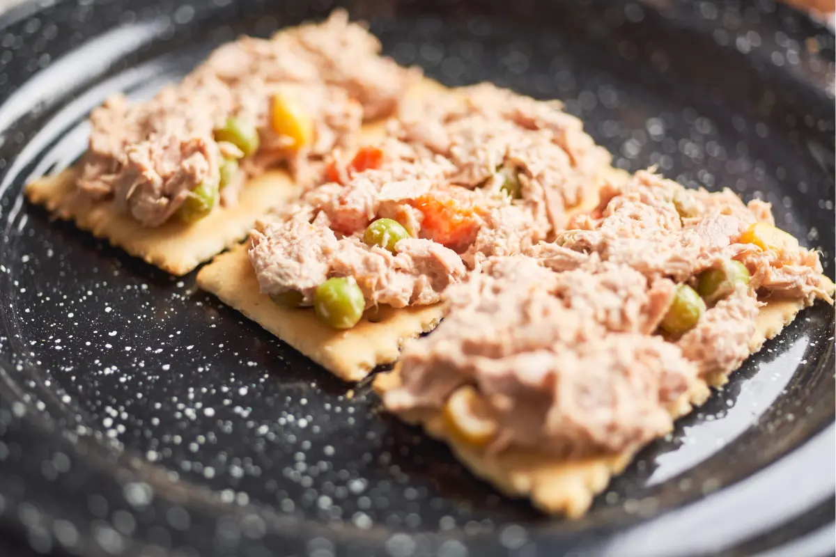 Galletas con ensalada de atún y verduras