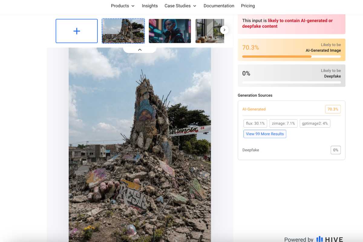 Comparten en redes una imagen del Monumento a la Resistencia, en Cali, destruido. Pero no hay reportes de este derrumbe y la imagen se generó con inteligencia artificial.