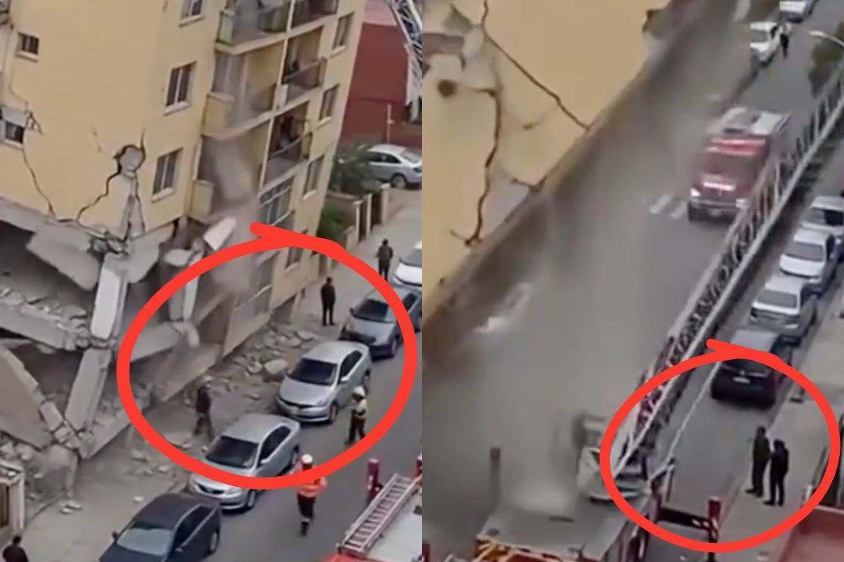 Circula en redes sociales el video del derrumbe de un edifico amarillo en Colombia, supuestamente después del sismo, pero el video fue generado con inteligencia artificial. 