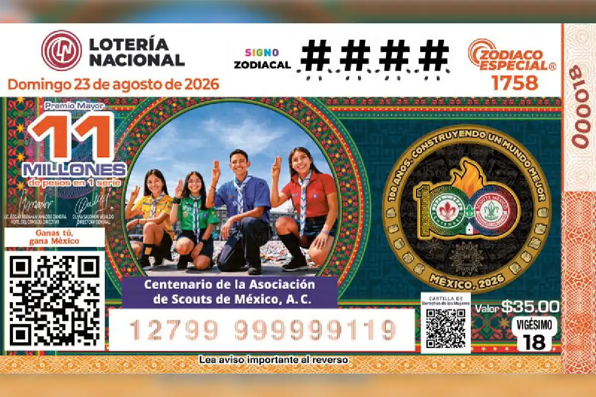 Lotería Nacional lanza billete por centenario Scouts de México con premio de 11 mdp
