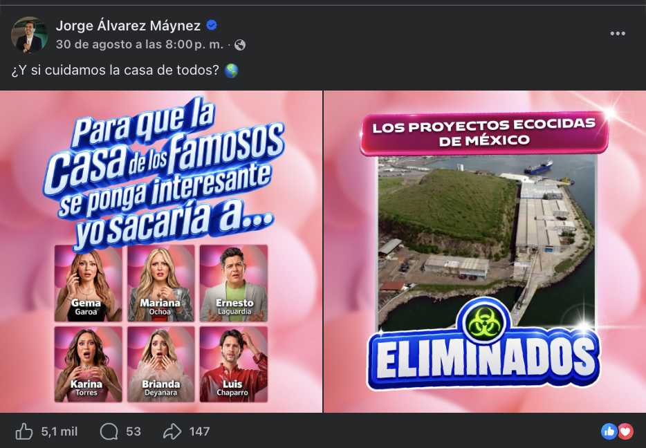 Captura de pantalla del anuncio en Facebook.