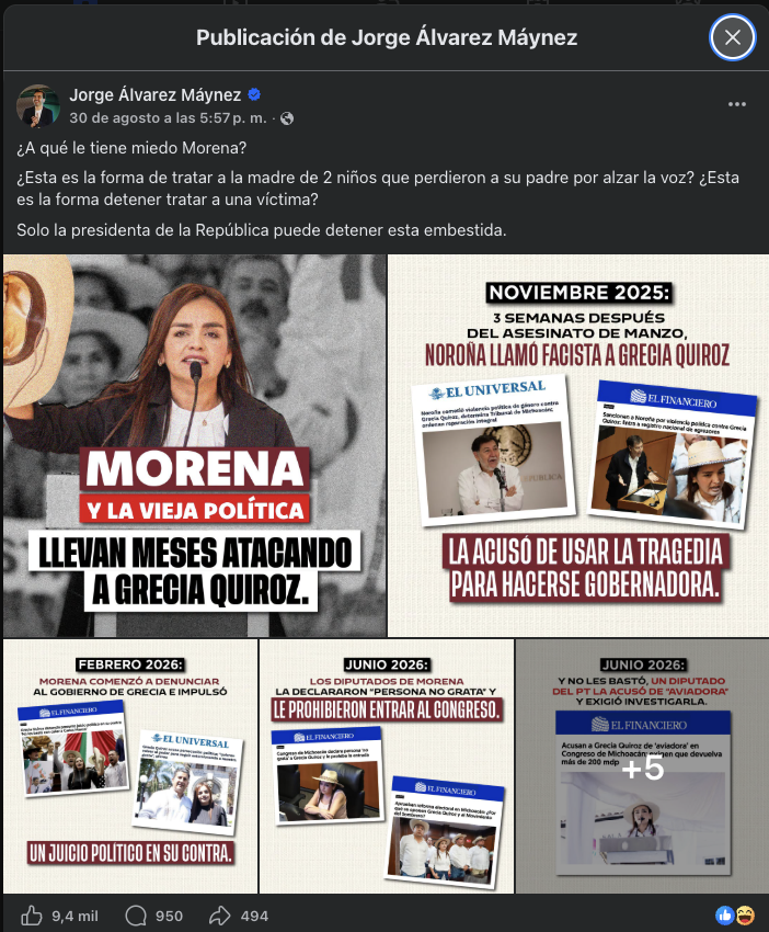 Captura de pantalla del anuncio en Facebook. 