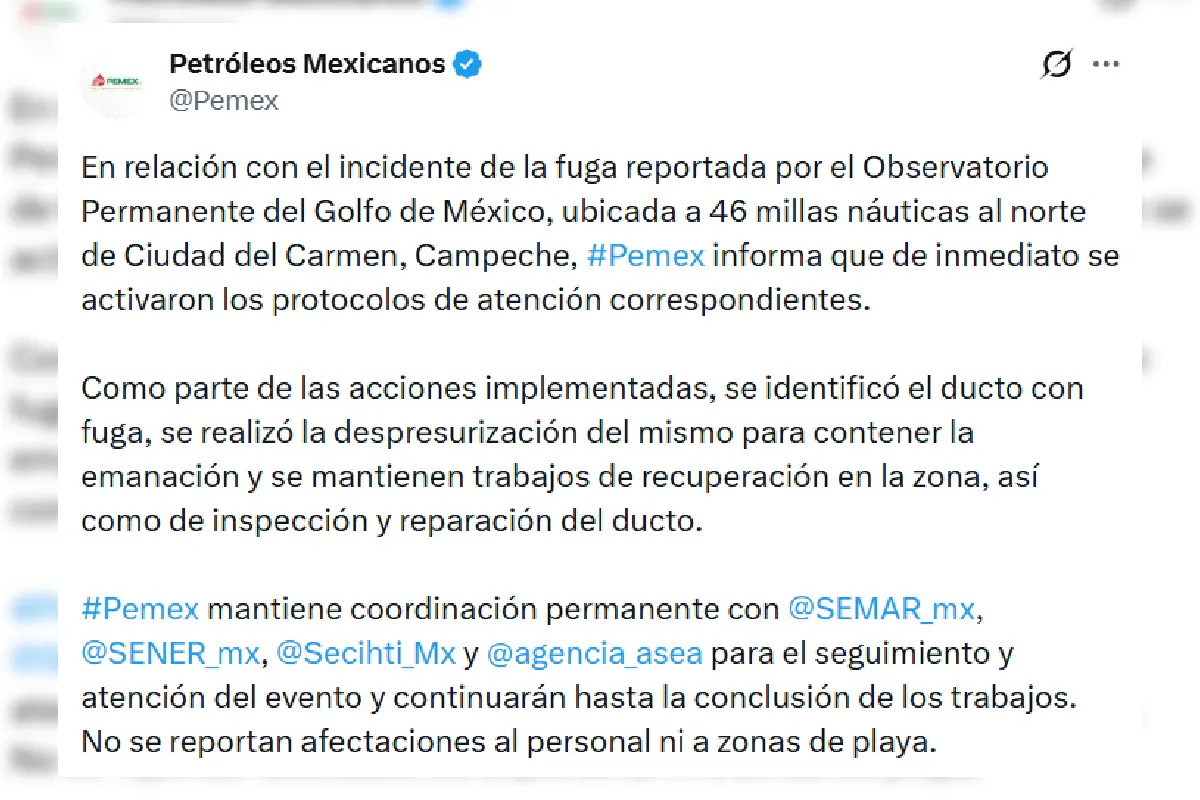 Pemex derrame petroleo golfo